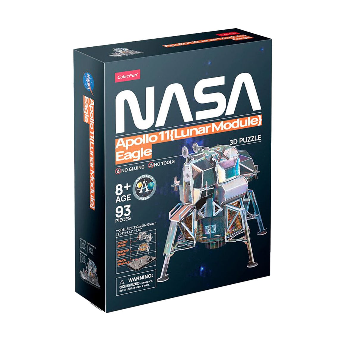 3D-конструктор CubicFun NASA Місячний модуль Орел місії Аполлон-11, від 8 років, 33*24*23.9 см, 93 деталі (DS1058h)